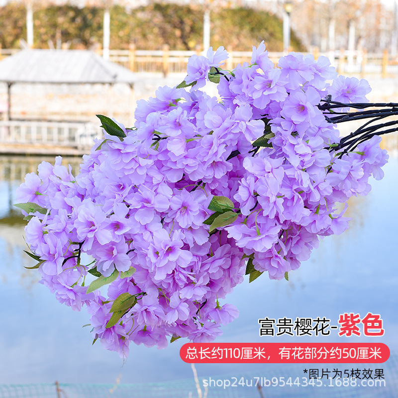 Simulación de flores de cereza flores de melocotón flores de pera flores de ciruela flores de bodas flores falsas vid decoración jardín balcón red de manglares paisaje de pared