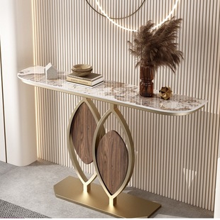 Italian Rock Board Creative Porch Table Style Porch Cabinet Wall-side Semi-round End View Table Entry Light Luxury Porch Table Minimalist