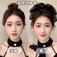 仙气~高级感蝴蝶结后脑勺高颅顶黑色网纱2026年新款弹簧夹发夹子