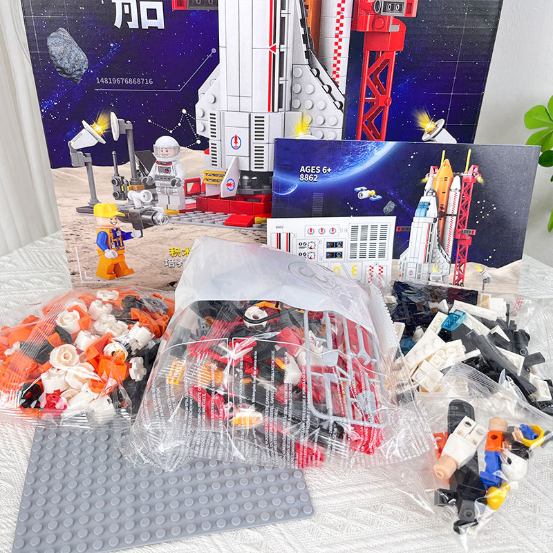 Juguetes para niños modelo de cohete espacial puzzle espacio ensamblaje de bloques de construcción juguetes agencia de inscripción puntos regalos de renovación