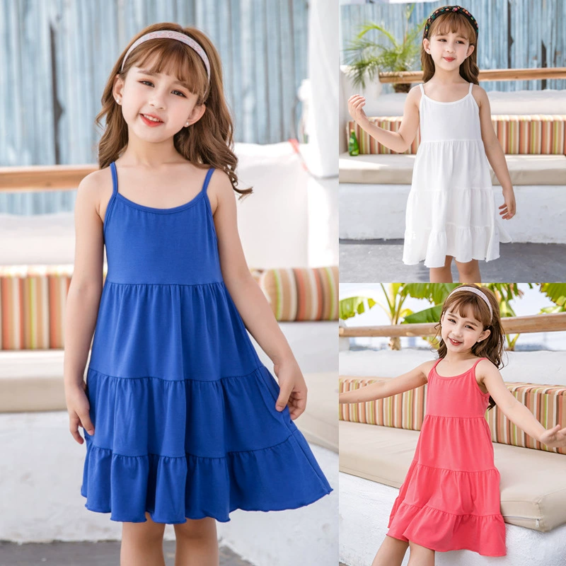Детское летнее платье-сорочка без рукавов? Wait original: "Children's summer slip dress, direct factory sales, Korean style, for teenagers". It's a slip dress for children, but 