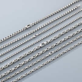 小众手工diy帝王链椭圆形扣手链 极简不掉色方珍珠链钛钢男士项链