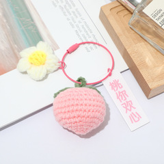 Knitted Wool Thread Peach Keychain Car Ornament Couple Friend Gift Gift Wholesale