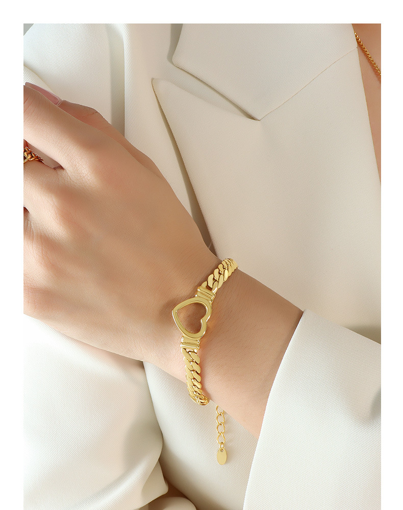 Fashion Heart Shape Titanium Steel Plating Bracelets 1 Piece