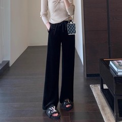A13829版型正 大长腿丝绒裤高腰显瘦直筒裤阔腿裤女秋冬新款