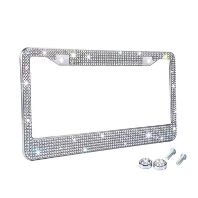 License plate holder/license plate holder diamond-studded US standard license plate frame - round-hole-acrylic-drill-white