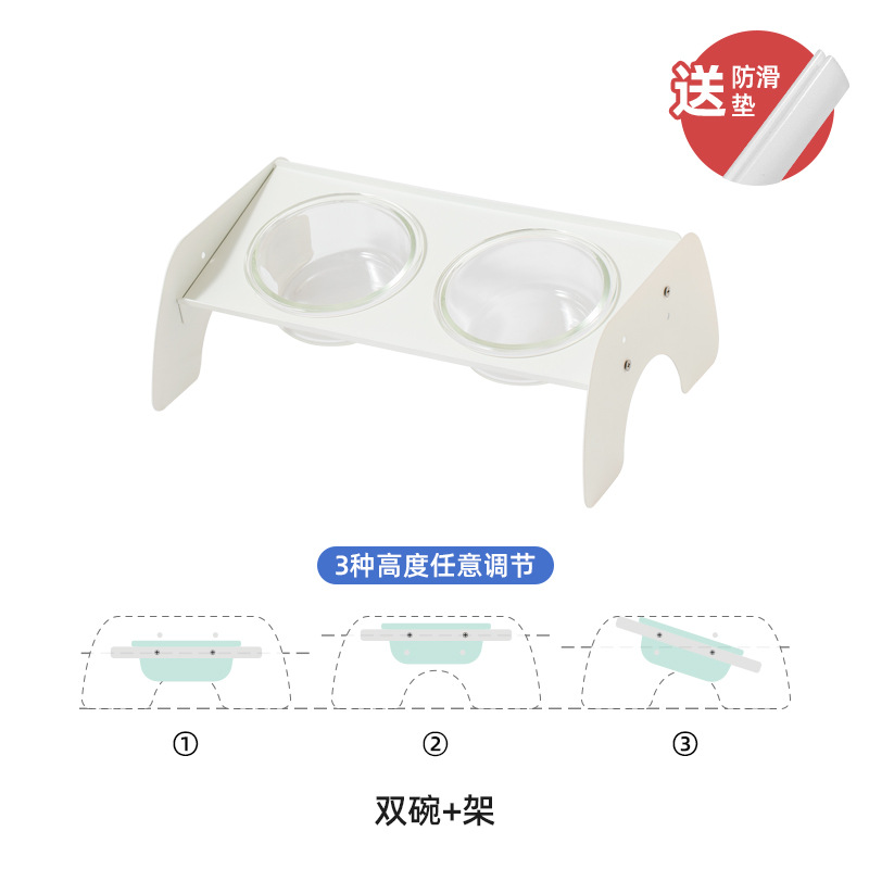 Gato Tazón tazón de vidrio para perros tazón de comida tazón doble tazón de comida protector columna cervical tazón de arroz gato tazón de arroz tazón de fuente para mascotas