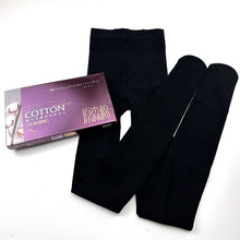 顺心8879原森棉秋冬新款200克棉竖条连裤袜黑色竖条百搭打底袜