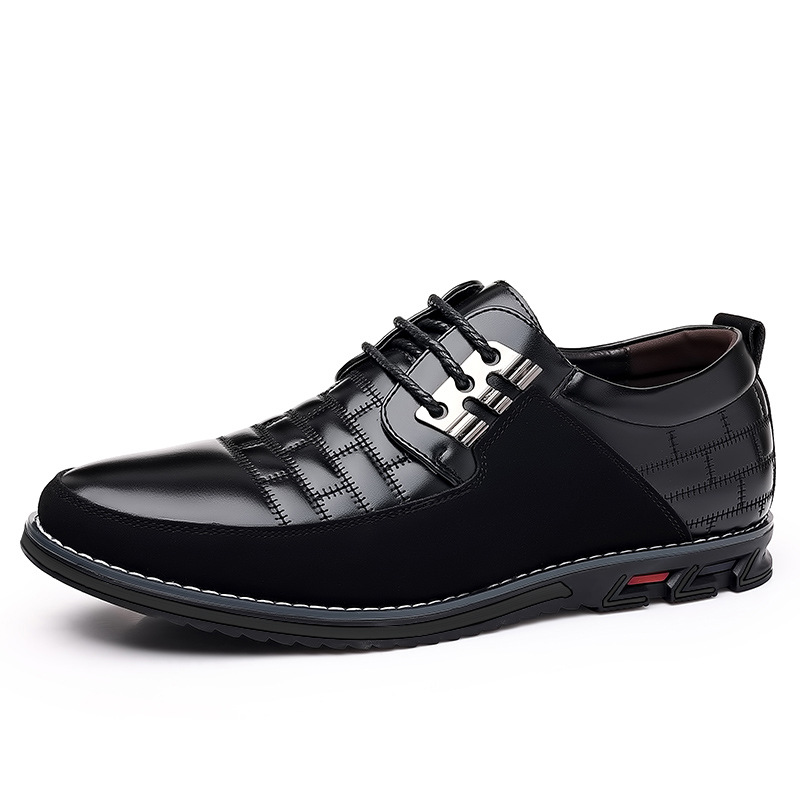 Men's round head men's casual shoes front lace-up casual shoes flat casual men's shoes_vogvips.com