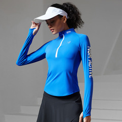 半拉鏈運動長袖女款專業跑步訓練迷彩拼接健身顯瘦修身健身衣