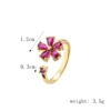 Tide, sophisticated zirconium, adjustable ring, flowered, on index finger