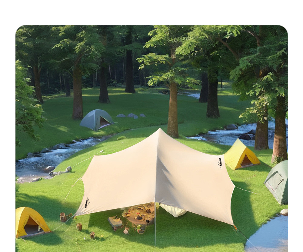 Jungle Warriors Canopy Tent Outdoor Large Black Vinyl Camping Sunshade Rainproof Sun Protection Complete Set of Equipment