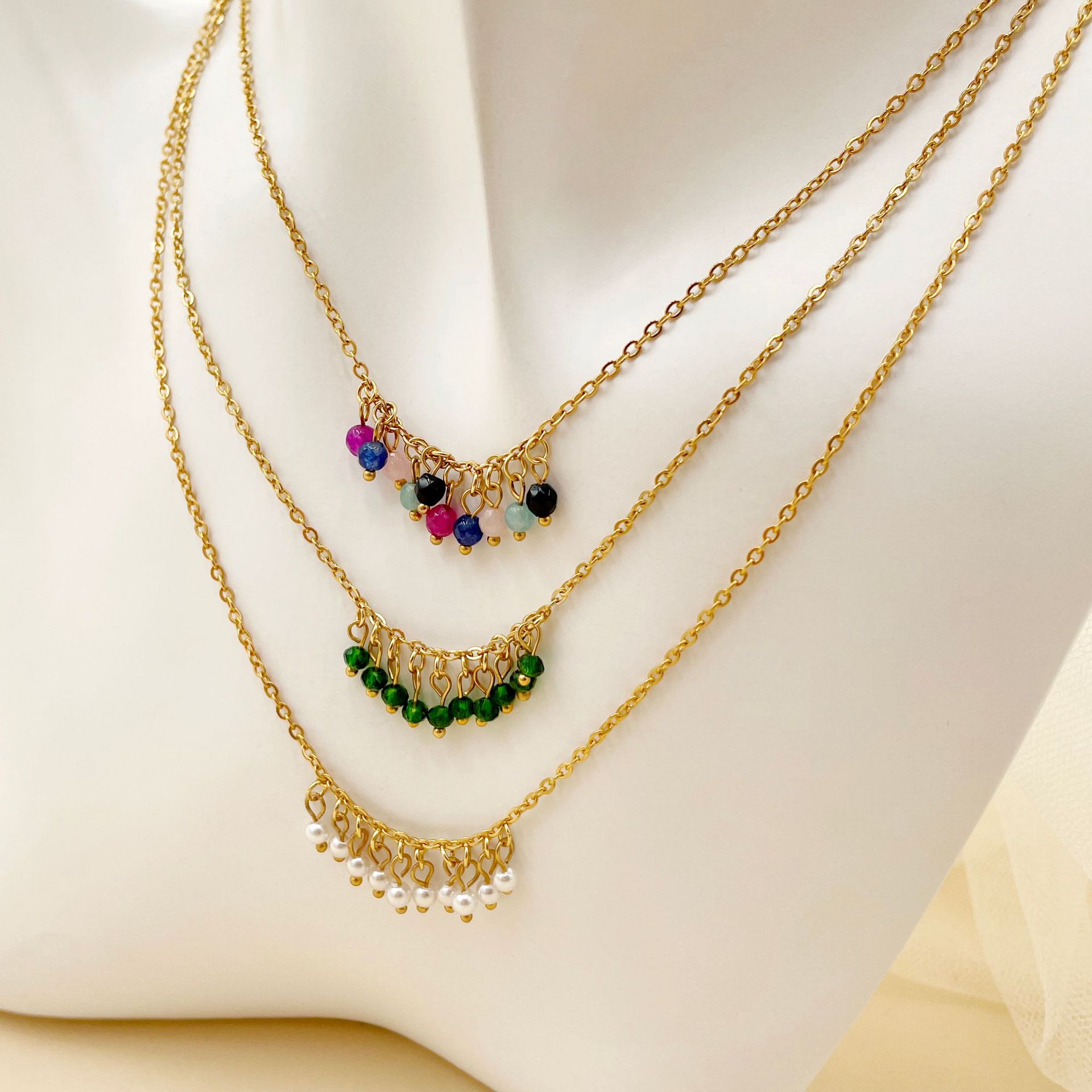 Simple Style Geometric Stainless Steel Tassel Plating Chain Pendant Necklace 1 Piece