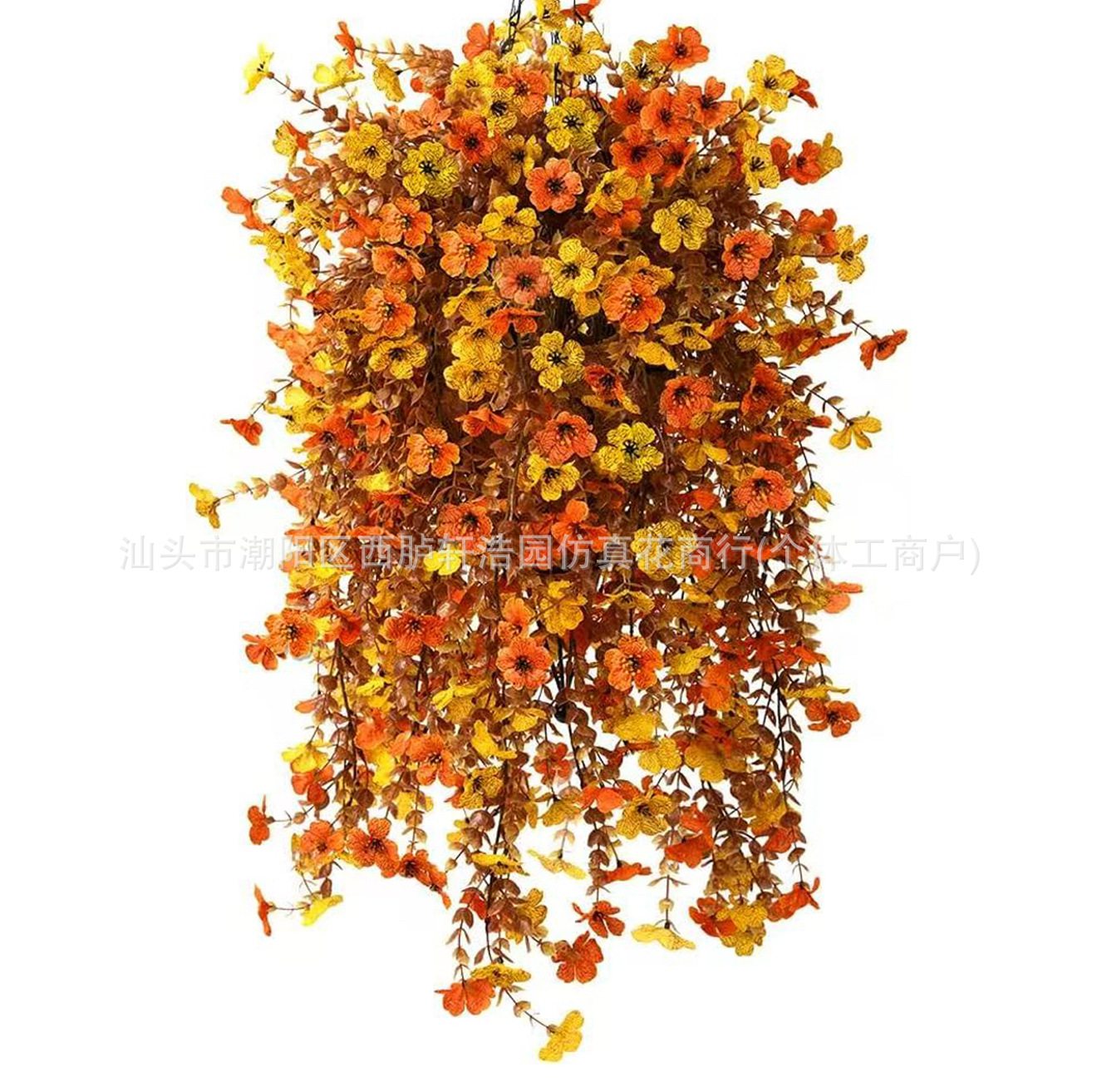 跨境亚马逊 人造秋季紫罗兰蝶兰假花壁挂藤 户外窗台吊篮悬挂装饰