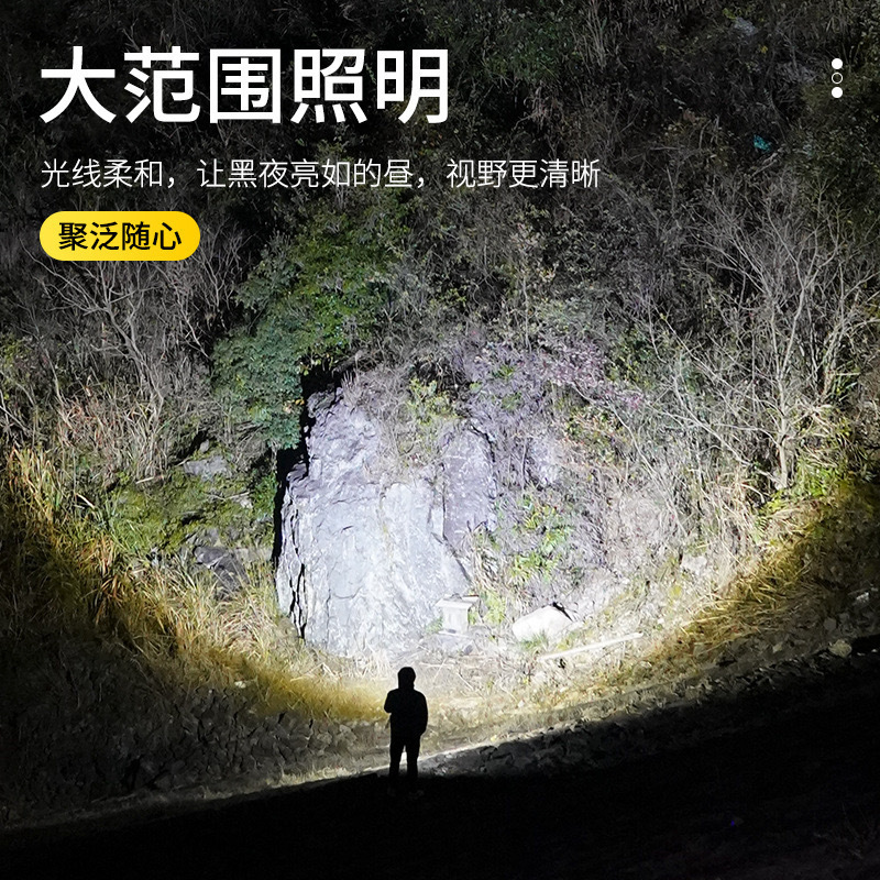 新しいクロスボーダー LED 懐中電灯、長持ち、強力な光、充電式、屋外、家庭用、ズーム長距離懐中電灯|undefined