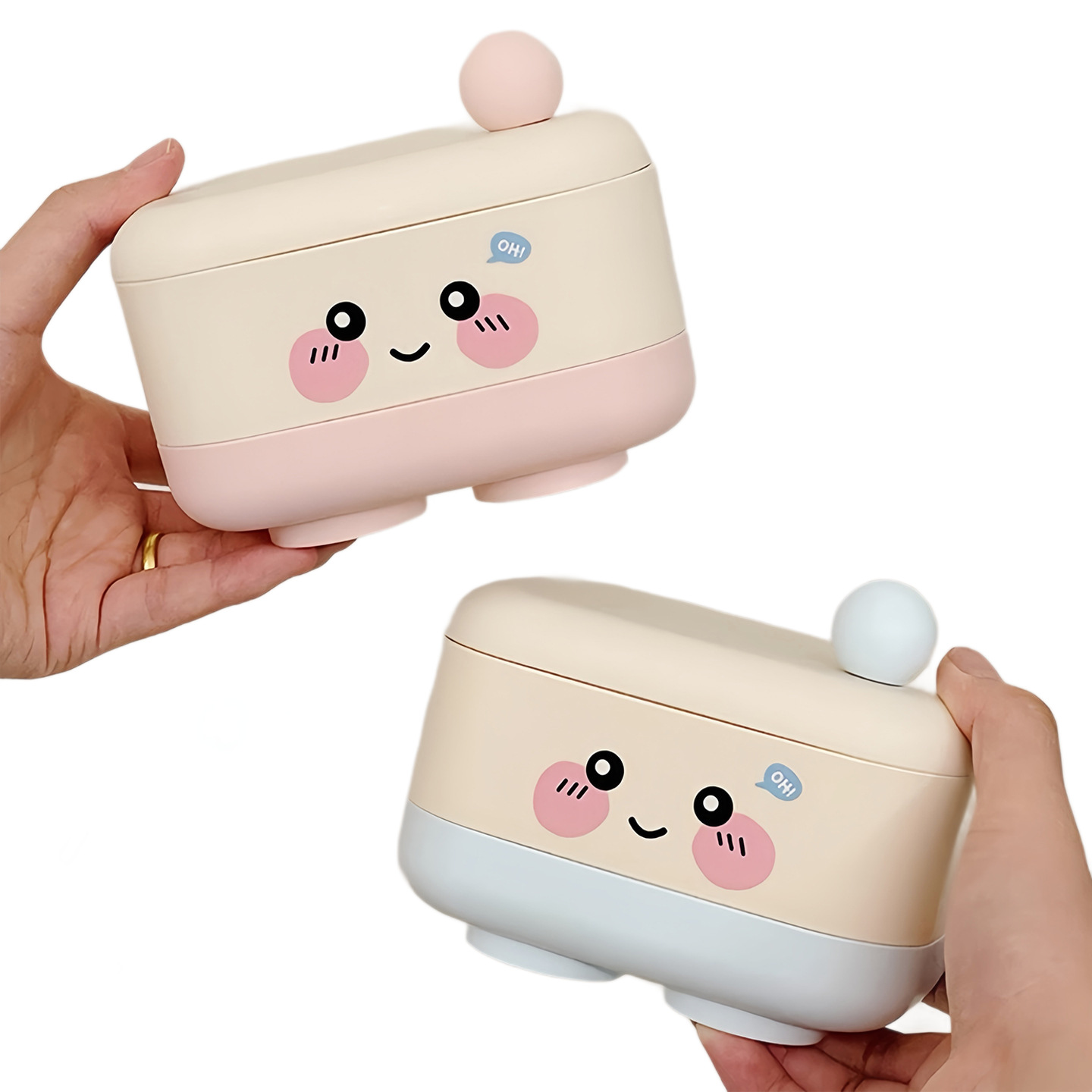 Caja de jabón encantadora caja de jabón de drenaje de doble capa de baño doméstico portátil dormitorio de estudiantes con caja de almacenamiento de jabón cubierta