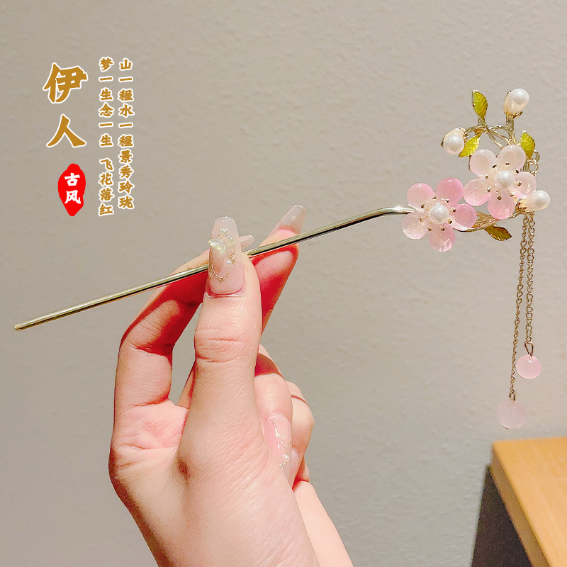 20 ¿ horquilla rosa de doble polen con borlas - dorada (en bolsas)