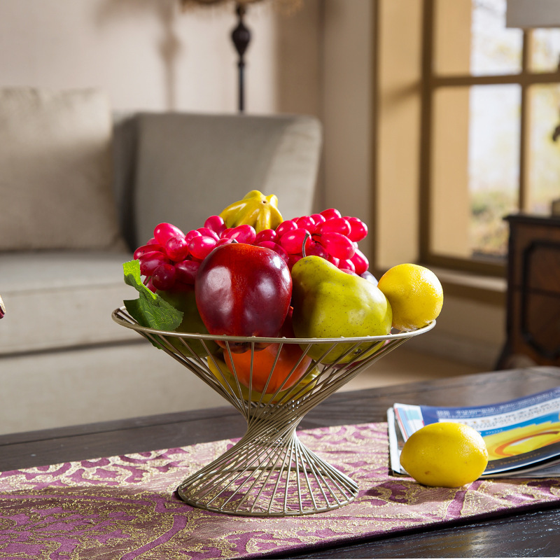 Plato de frutas de hierro forjado gancho de plátano sala de estar casera canasta de frutas de lujo ligera mesa de comedor dulces bocadillos plato