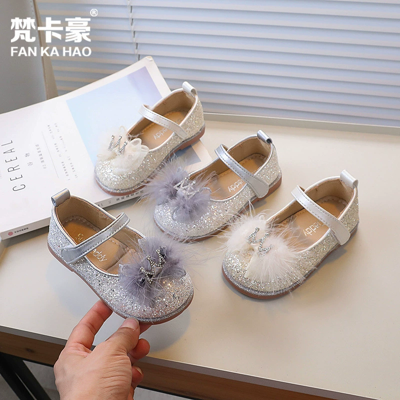 Детские туфли Vancahao для девочек, модель «Королевская корона», осень 2025, новинка, корейский стиль, мягкая подошва, кожаные.
