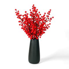 仿真紅果聖誕果吉祥果發財果酒店造景新年家居裝飾果漿果紅果插枝