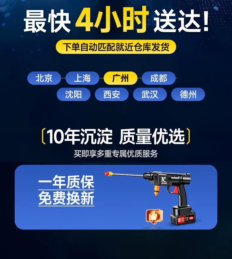 Suitable for wireless car washers, high-pressure water guns, home cleaning tools, 2026 new model, powerful rechargeable lithium battery
