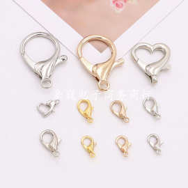 diy饰品配件合金白K色KC金色金色心形钥匙扣龙虾扣项链扣包链扣头