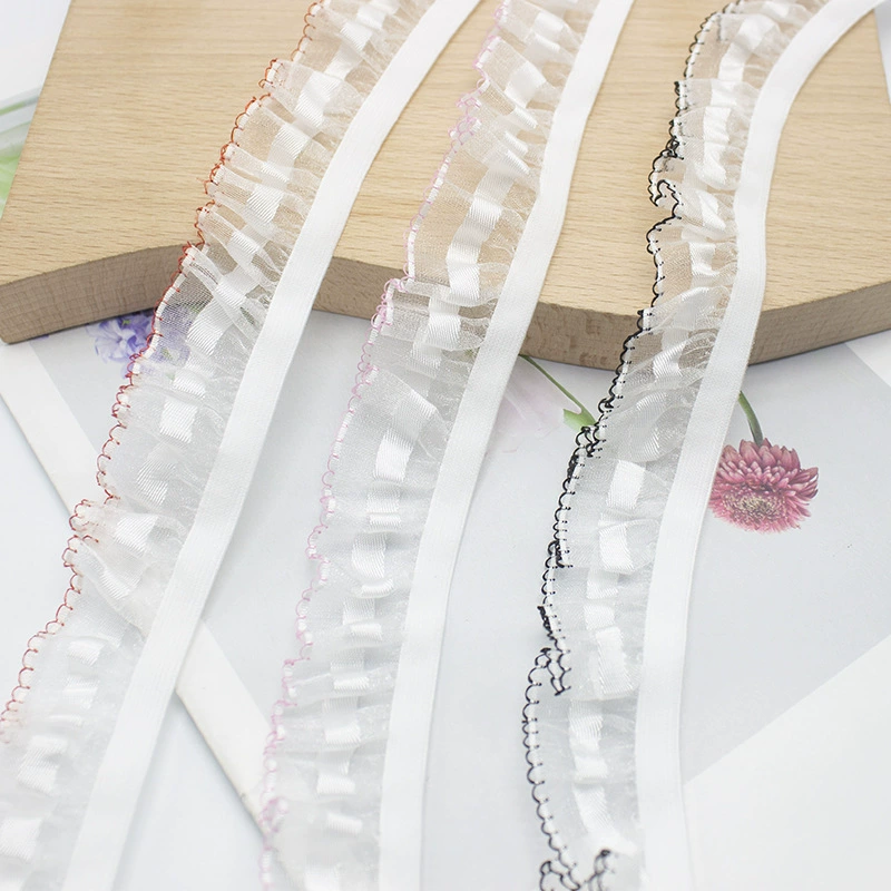 Спот 2,7 см шириной снежного марля с складками кружева DIY ручной работы куклы носки диван фартук боковой манжеты