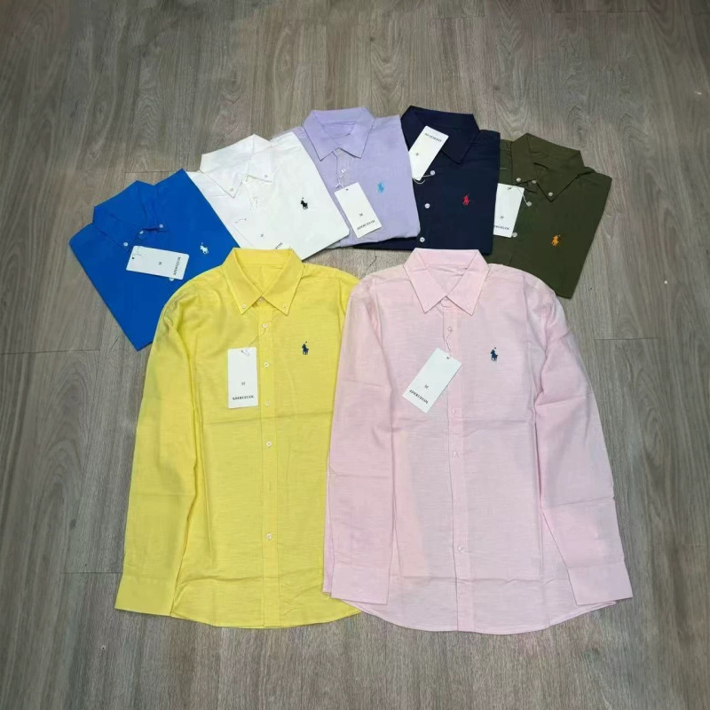 High-Quality Ralph Lauren Logo Embroidered Linen Shirt 2026 New Summer Fresh Versatile Long-Sleeve Shirt for Women