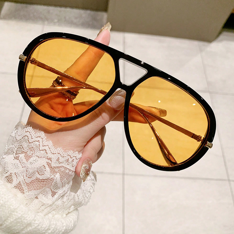 New Fashion Cross-Border Aviator Style Double Bridge Sunglasses European and American Style Trendy Street Style Concave Shape Personalized Sunglasses