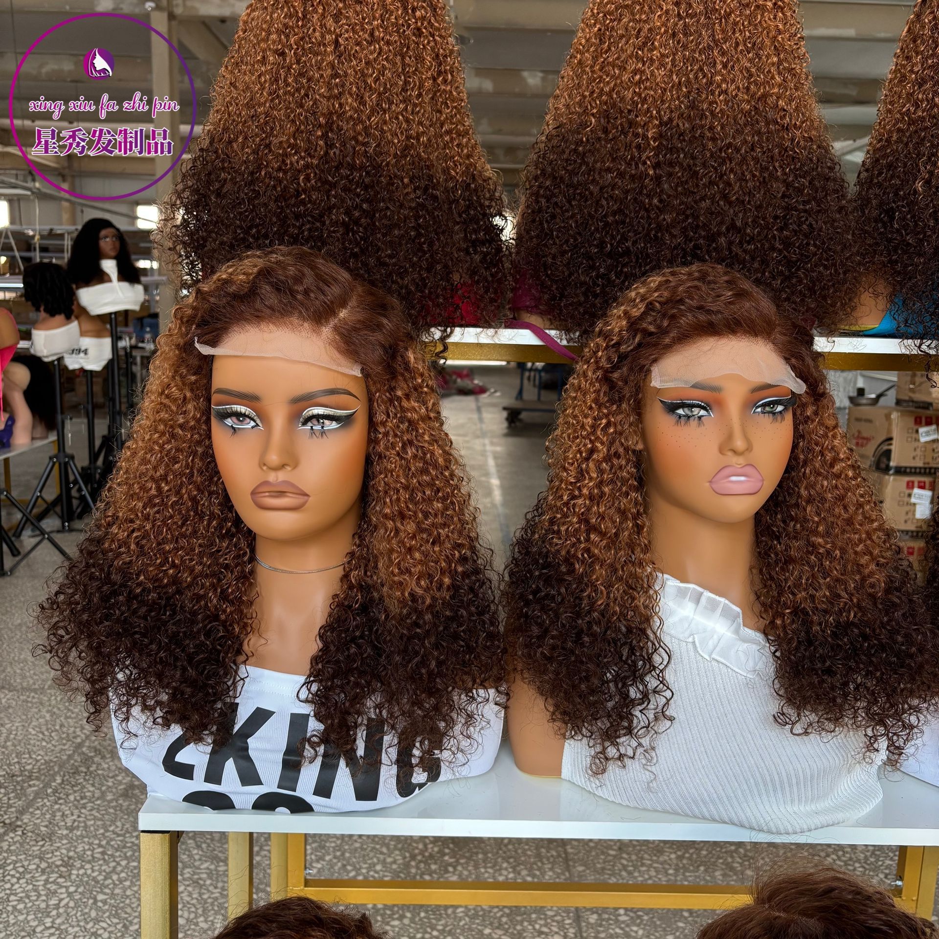 Peluca de Cabello Humano Tejida a Mano Rizada Profunda para Mujeres