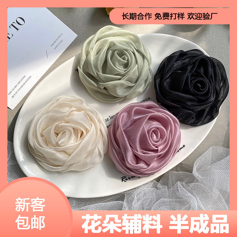 Clothing Accessories Stereo Rose Flowers Clothes Skirts Dress Outwear Decoration Snow Gauze Flower Bud Headdress Accessories