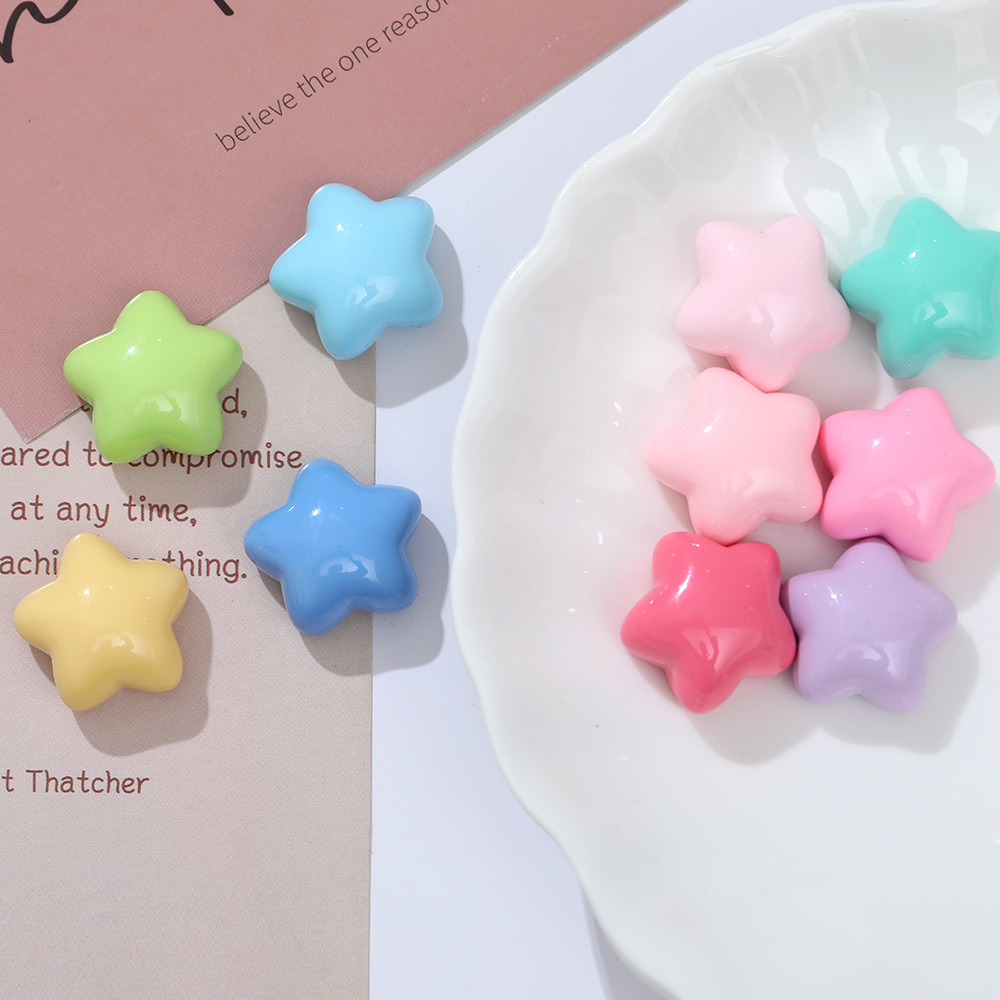 Nuevo macaron color tridimensional estrella de cinco puntas accesorios de resina DIY amor accesorios para el cabello colgante casero material al por mayor