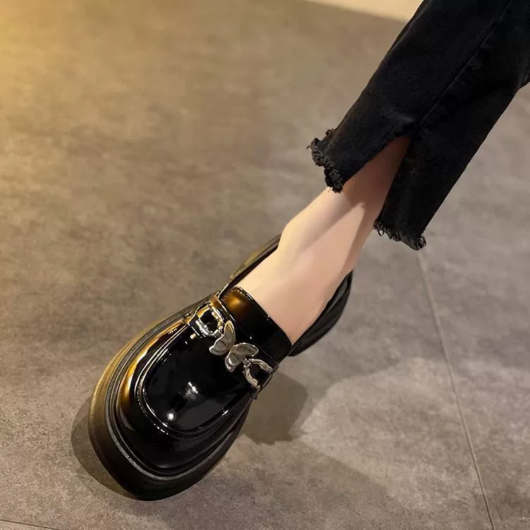 Летняя обувь в английском стиле для кожаной обуви, универсальные loafer платформа, подходит к юбке, обувь, британский стиль