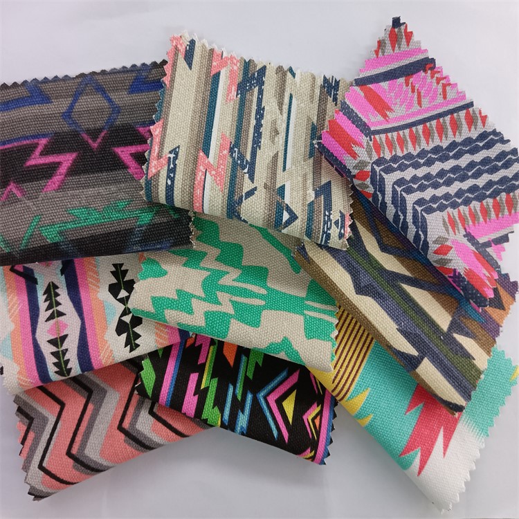 12安涤棉/全棉帆布 条纹菱形格波浪纹骨头印花 桌布箱包抱枕布料