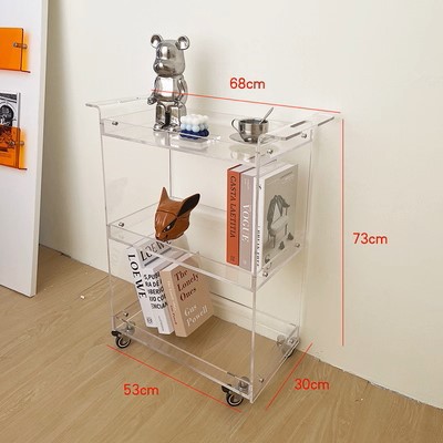 亚克力透明手推车商用家用酒水车简约可移动多层茶水车点心搁物架
