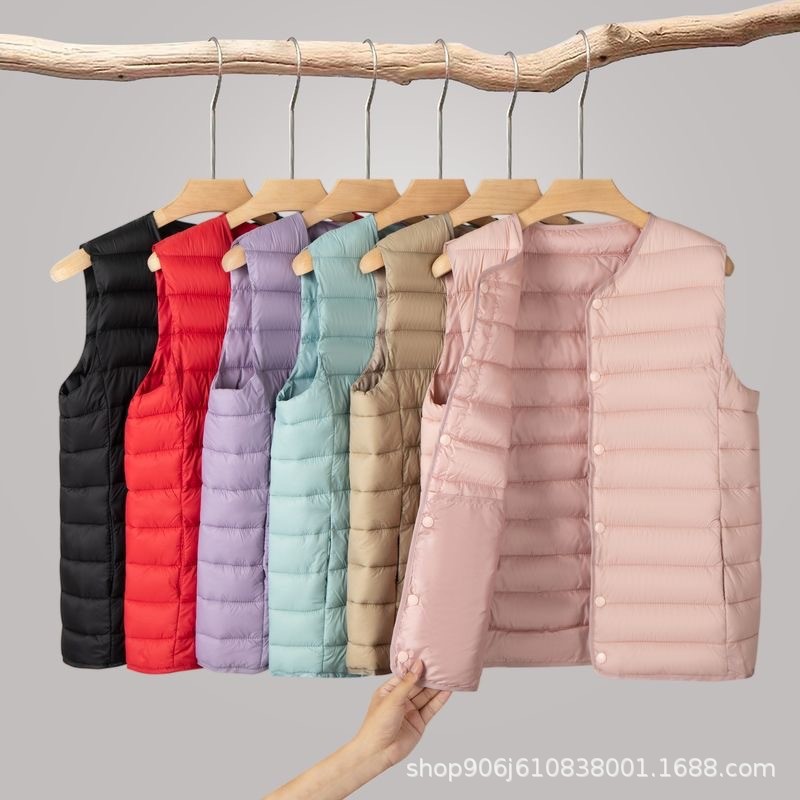 高品质羽绒棉马甲女秋冬韩版保暖立领无袖坎肩时尚外穿马夹外套