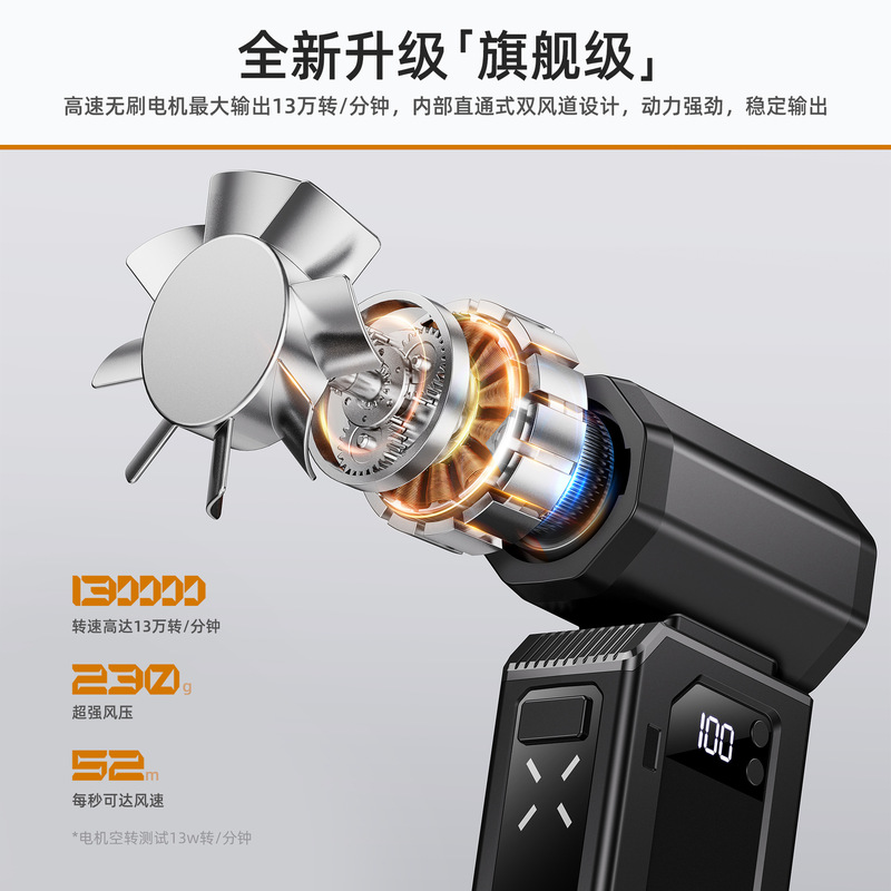 跨境13万高速暴力风扇车载吸尘器涡轮手持无刷电机便携吹尘器无线|undefined