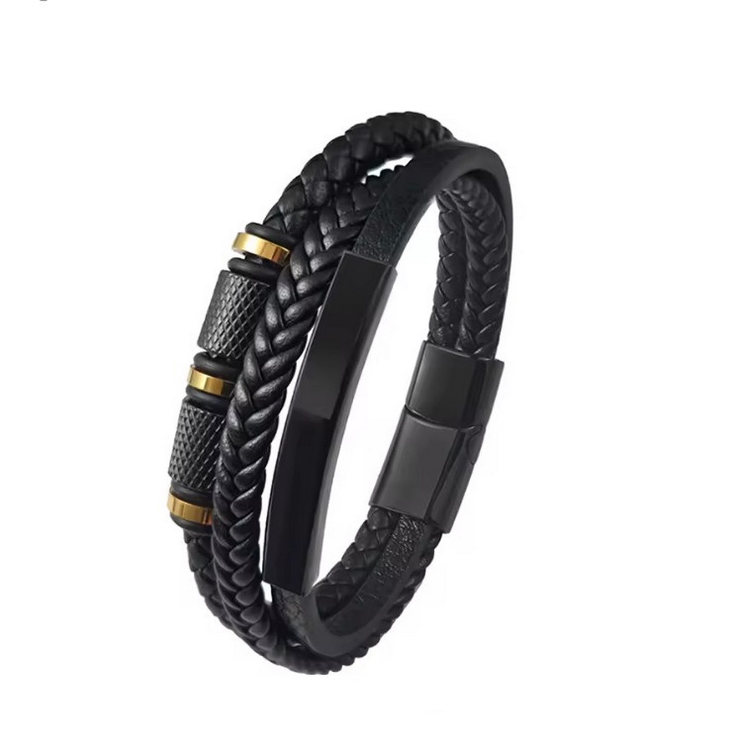 Men's Braided Leather Bracelet Waterproof And Hypoallergenic_voghion.com