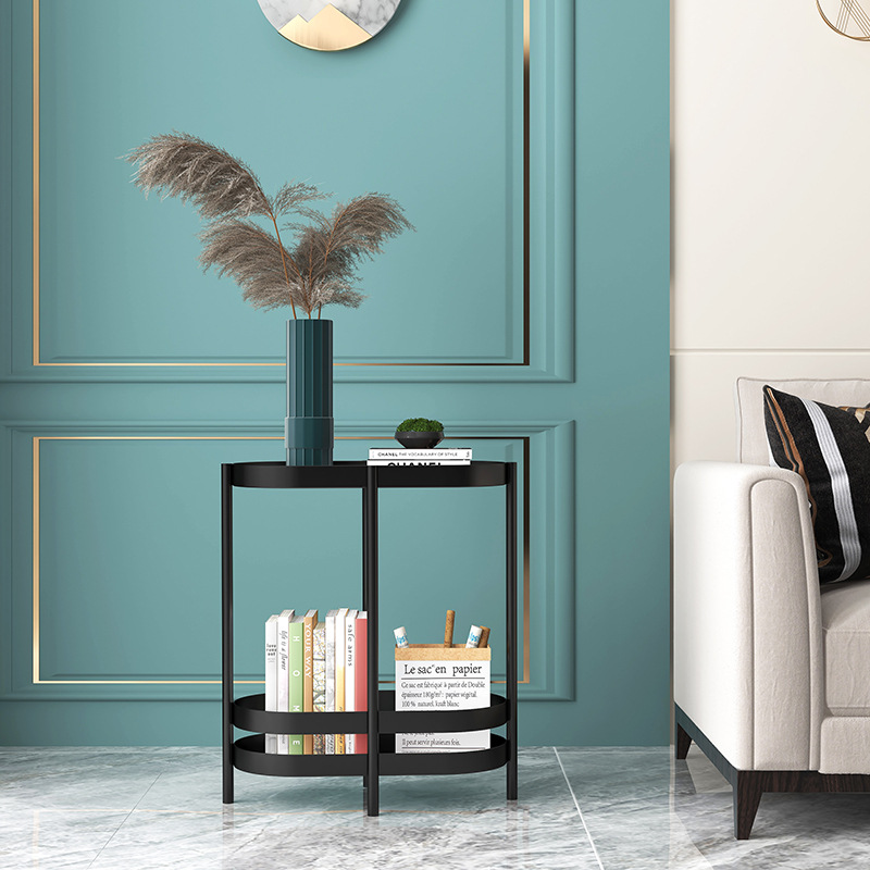 Modern minimalist sofa side table corner table iron small table coffee table lightweight side cabinet rectangular narrow cabinet storage