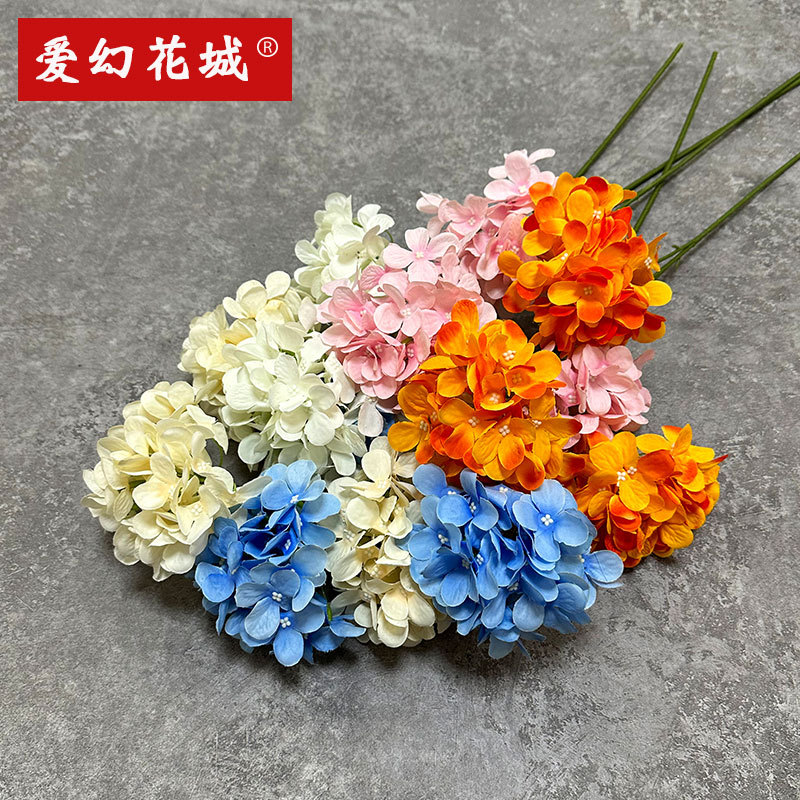 批发假花仿真花摆设客厅餐桌花摆花高端客厅装饰花摆件三头信绣球