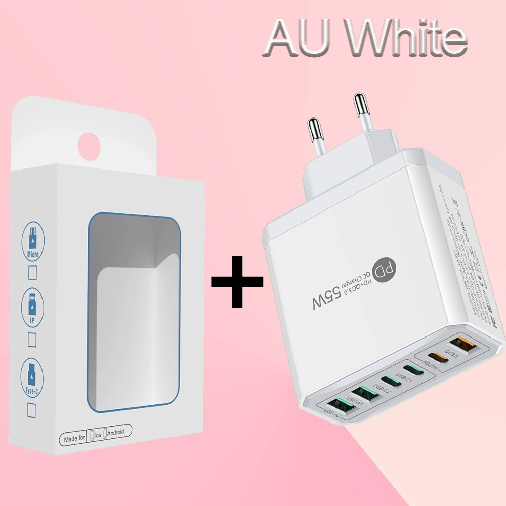 Быстрое зарядное для мобильного телефона 3PD+3USB, дорожный блок, стандарты PD55W QC3.0+PD25W