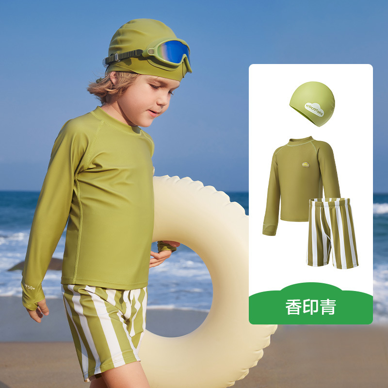 KK Tree Traje de baño para niños, hilo original, protector solar, niño y niña, manga corta dividida, traje de baño de bebé resistente al cloro antibacteriano 2024 nuevo