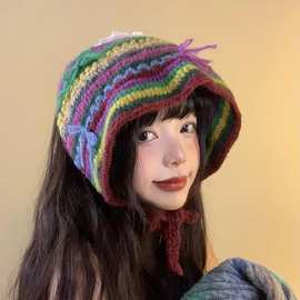多巴胺手工针织三角巾女春夏季甜美可爱钩花发带丝巾夏季镂空头巾