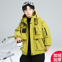 男童棉服冬季2025新款加绒加厚派克服中大儿童男孩冬装棉衣外套潮