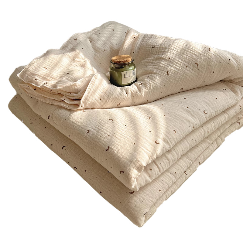 Edredón de verano de hilo de doble capa edredón de verano edredón fresco de verano dormitorio de algodón no algodón edredón fino simple y doble edredón de aire acondicionado lavable a máquina