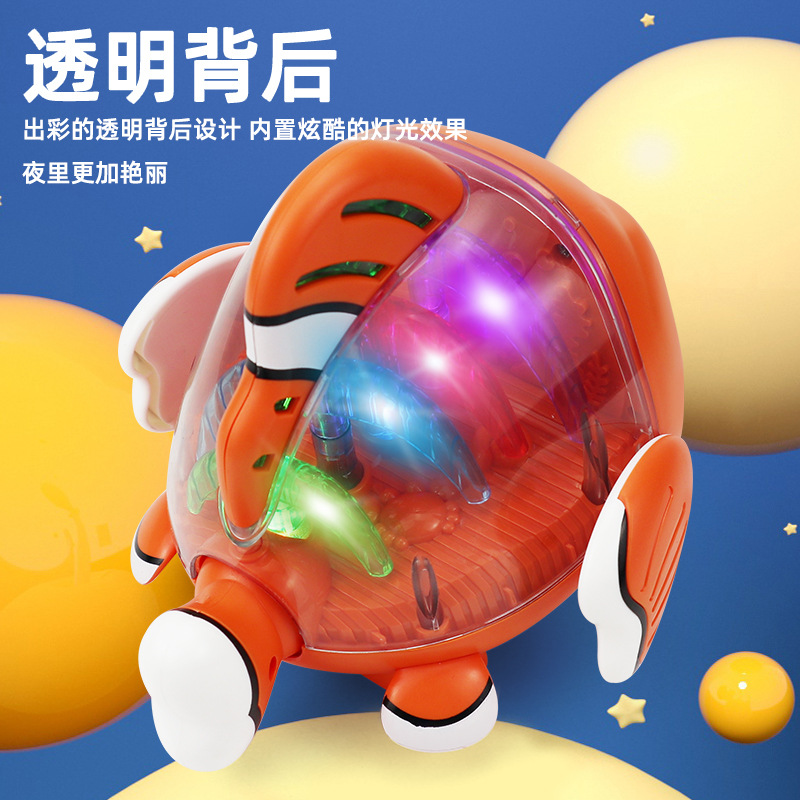 Nuevo estilo transfronterizo eléctrico universal transparente pez luz música ojos girando pez oscilante juguetes eléctricos para niños al por mayor