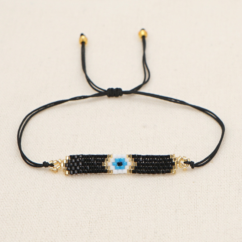 European and American Cross-Border Bohemian Ethnic Style Miyuki Rice Beads Hand-Woven Turkish Evil Eye Beaded Women's Bracelet