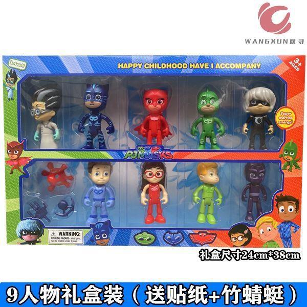 Pijamas completos pequeños héroes juguetes gatos niños búhos niñas niños paredes máscaras enmascaradas