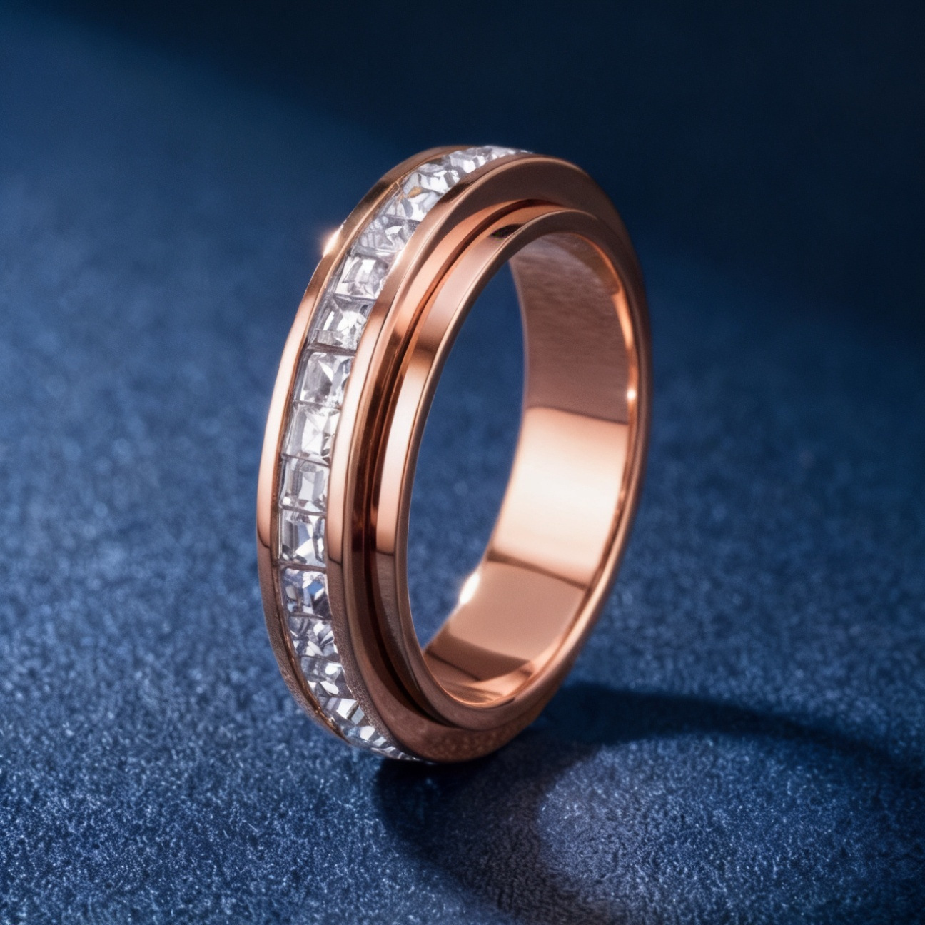 Anillo de acero inoxidable, nicho femenino, lujo ligero de alta gama, sin decoloración, oro rosa, diseño de gypsophila, joyería femenina