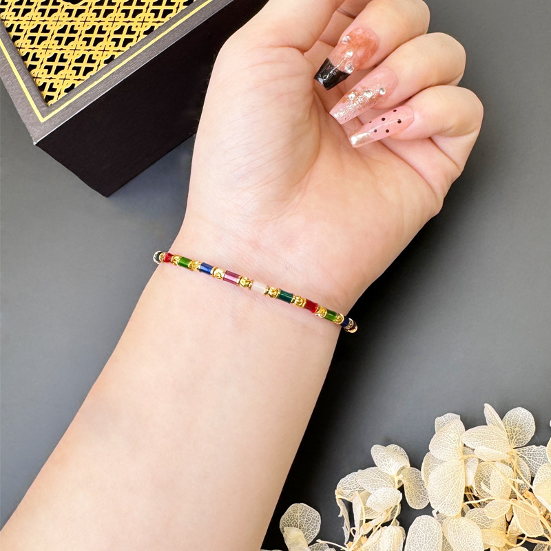 Vietnam Shajin dopamina combinación de colores durante mucho tiempo pulseras de cuentas de esmalte personalidad femenina nicho dulce fuente de accesorios de mano